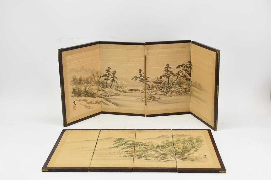 Two 4 Panel Japanese Table Screen (1 of 7)