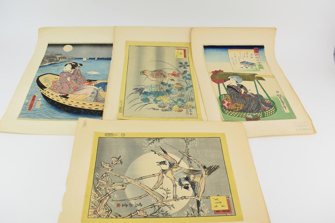 Four Assorted Reproduction Wood Block Prints (1 of 9)