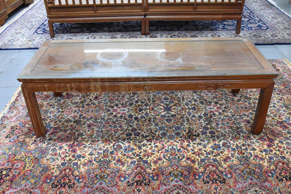 Chinese Hardwood Glass Top Coffee Table (1 of 8)