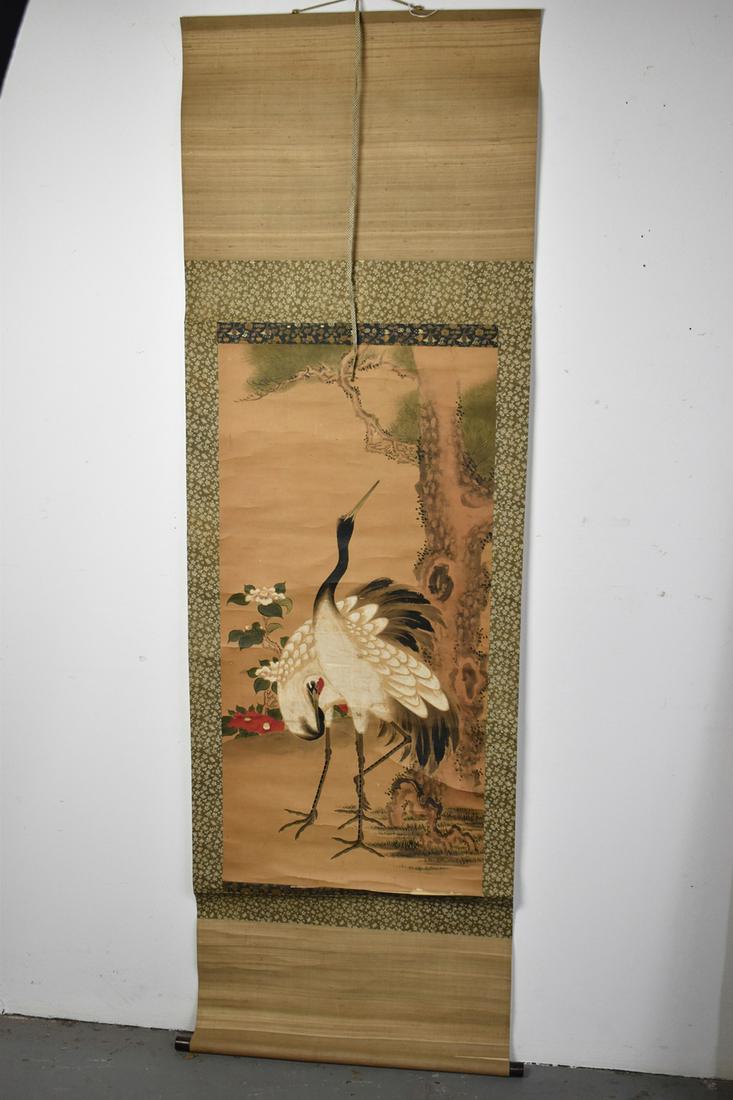 Vintage Gouache on Paper Mounted in Silk Scroll (1 of 14)