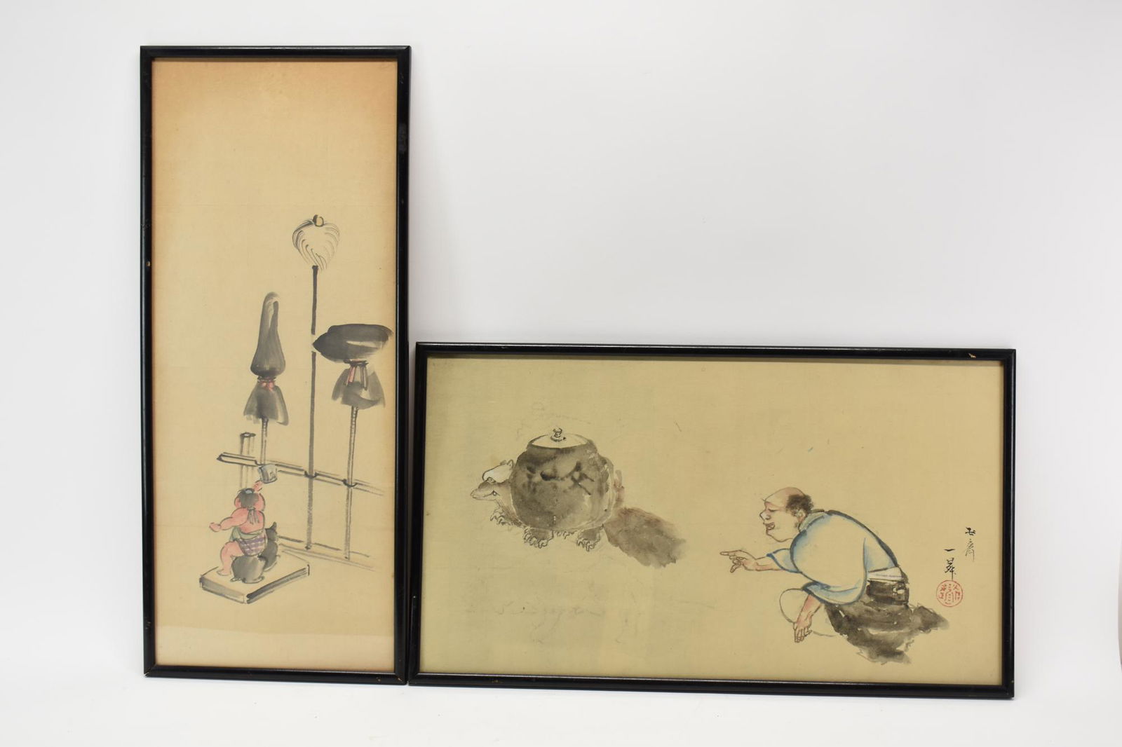 Two Oriental Watercolors in Like Frames (1 of 6)