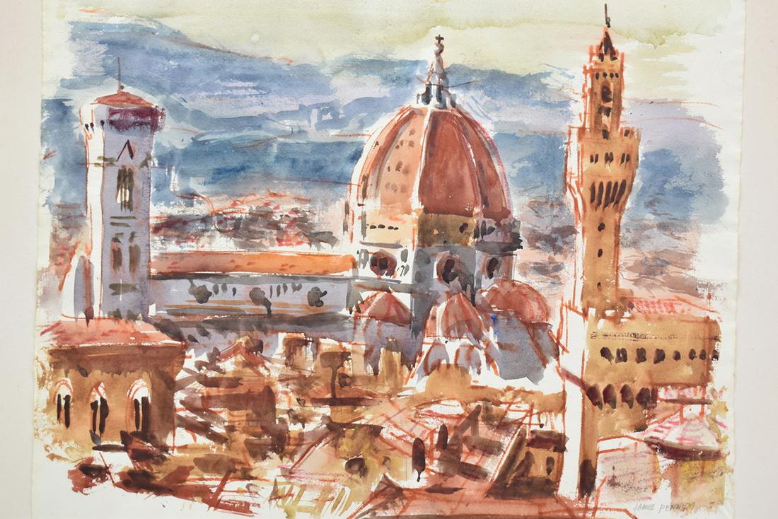 James Penney Watercolor on Paper of Cathedral (1 of 8)
