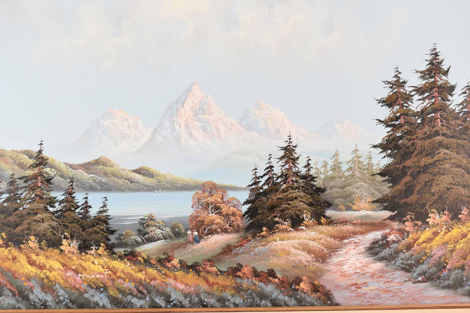 M Hobart Oil on Canvas Mountain Lake Landscape (1 of 5)