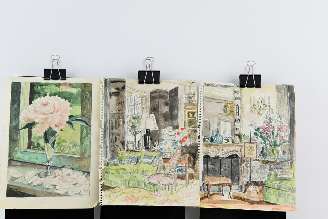 Two Ink and Watercolor of Interior Design Study (1 of 5)