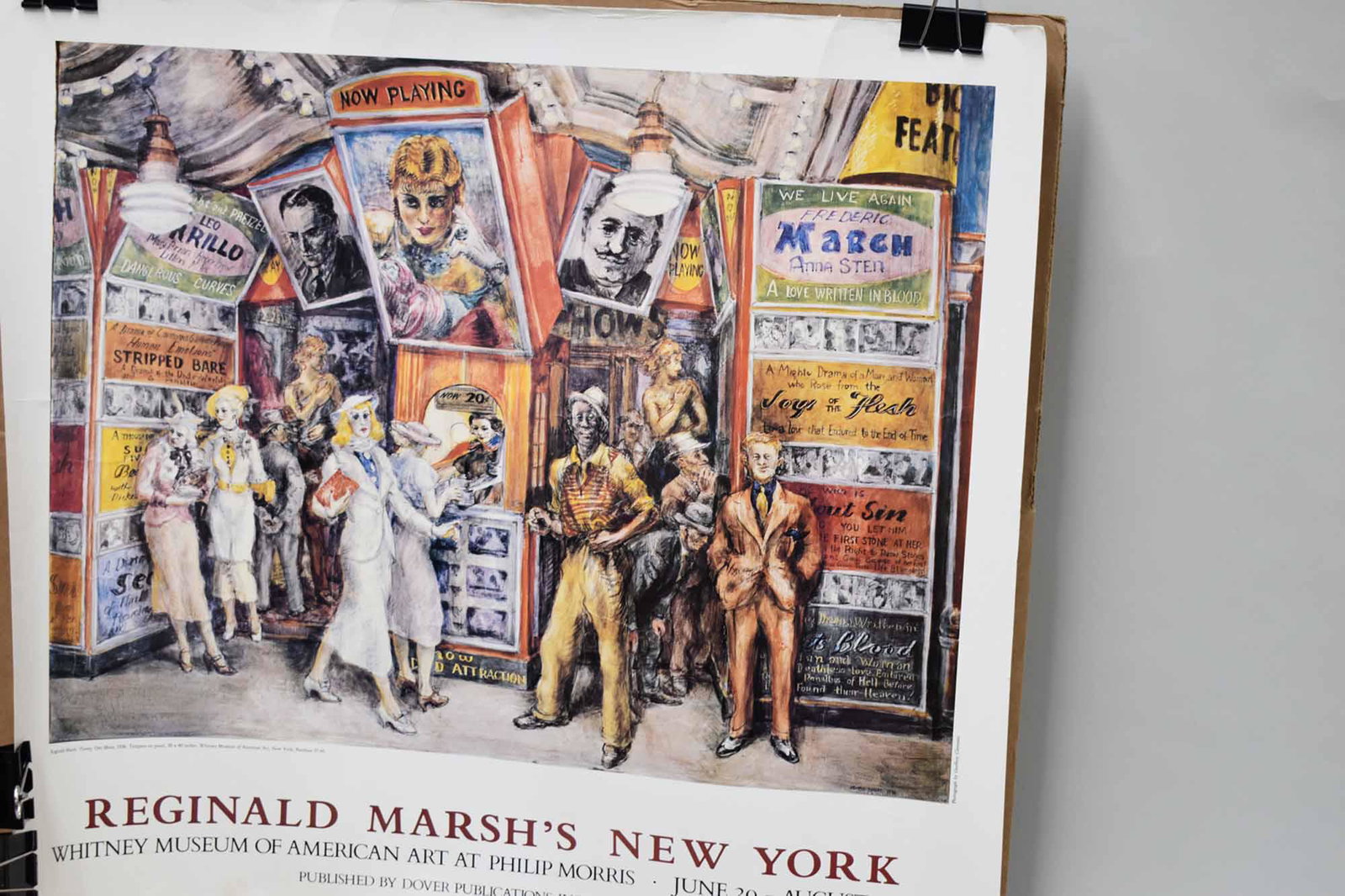 Reginald Marsh's New York Poster Whitney Museum: Reginald Marsh's New York, Poster from the Whitney Museum 1983 Exhibit, depicting his painting " Twenty Cent Movie" from 1936 Used condition, wear/worn, damage to edges, creasing throughout Appx. 27"