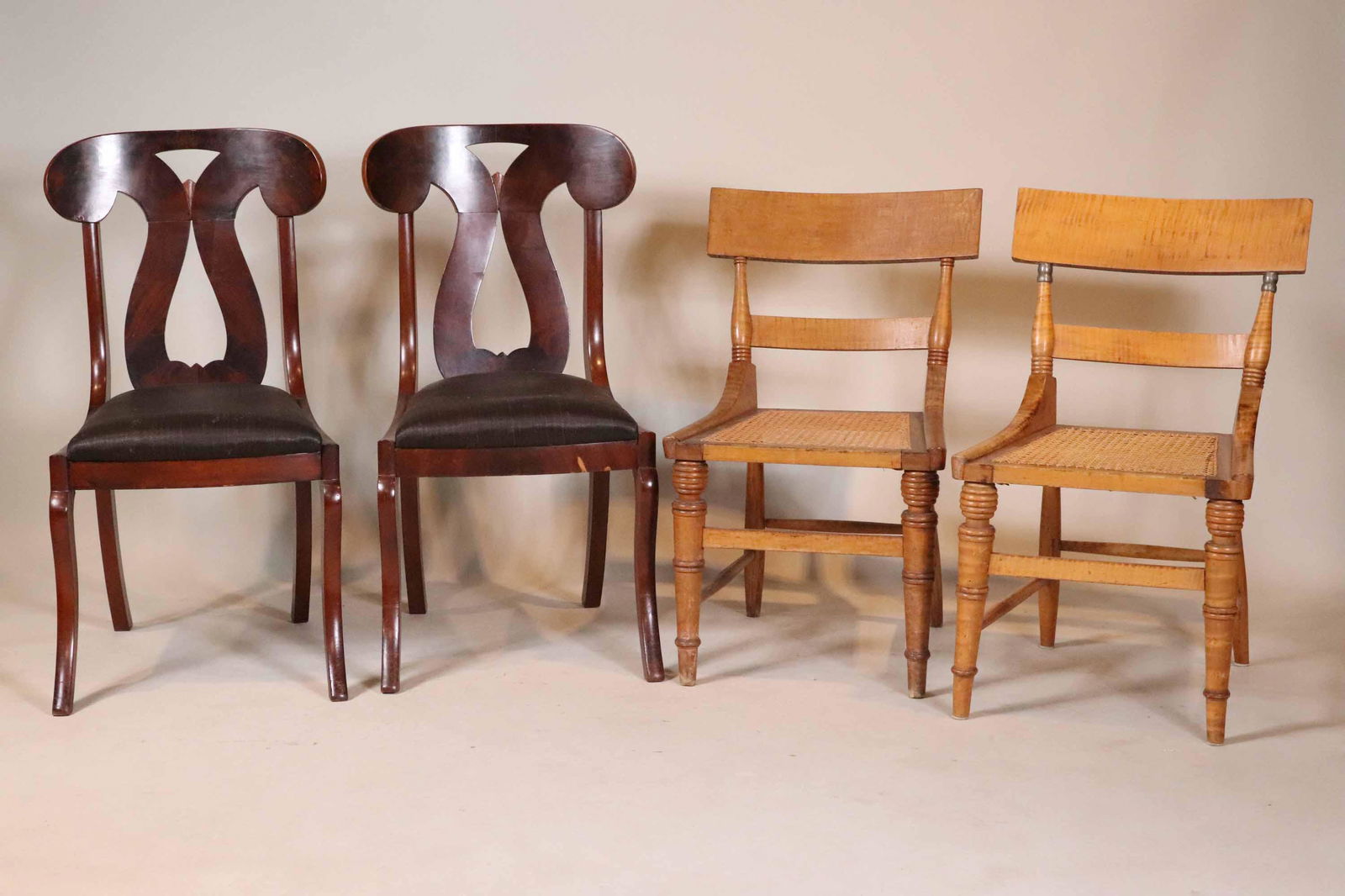 Pair of Late Federal Figured Maple Side Chairs (1 of 10)
