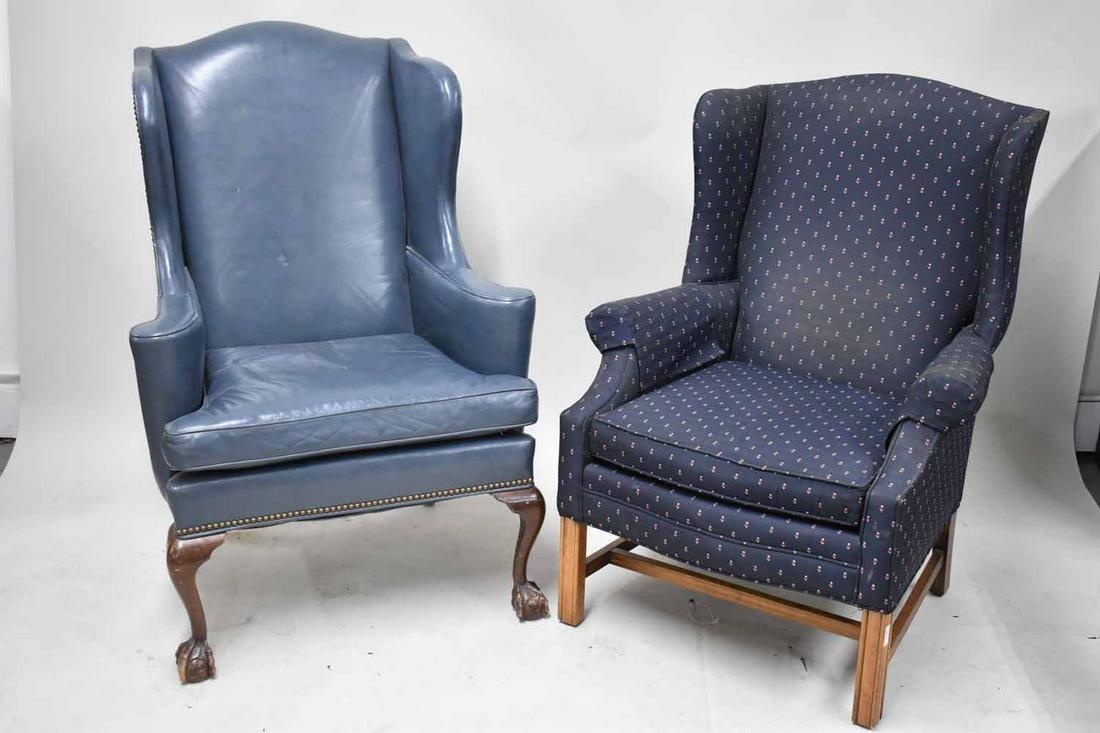 Two Federal Mahogany Upholstered Wing Chairs (1 of 8)