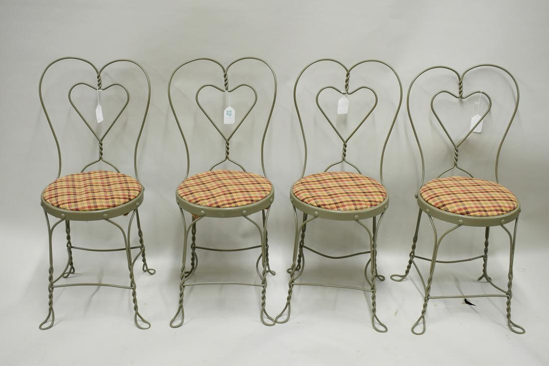 Set of Four Iron Heart Back Parlor Chairs (1 of 4)