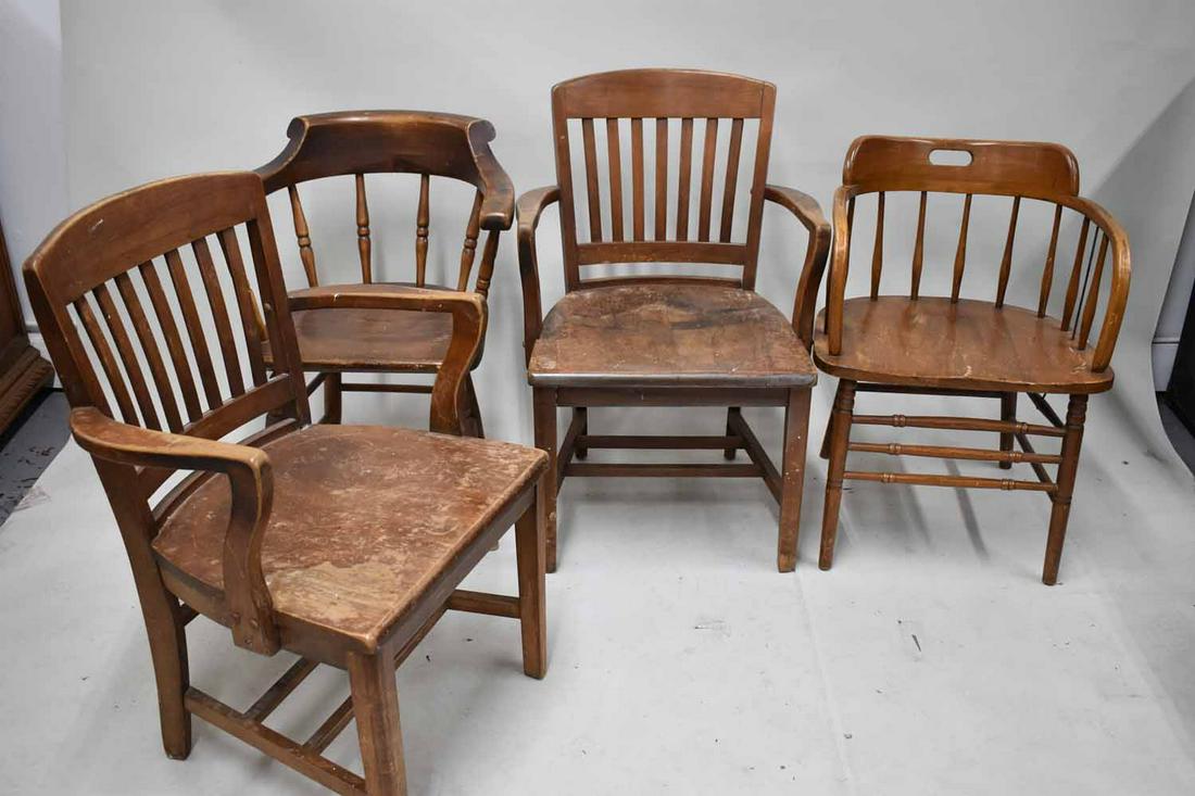 Group of Four Assorted Oak Armchairs (1 of 4)