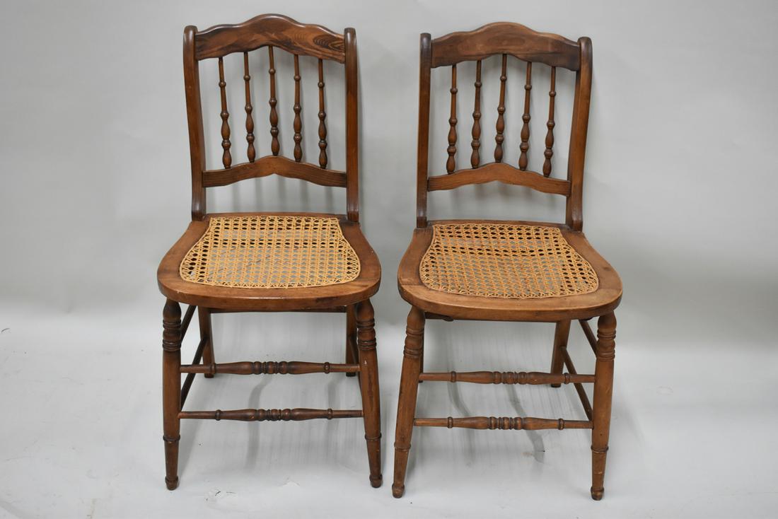 Pair of Antique Caned Seat Sidechairs (1 of 3)