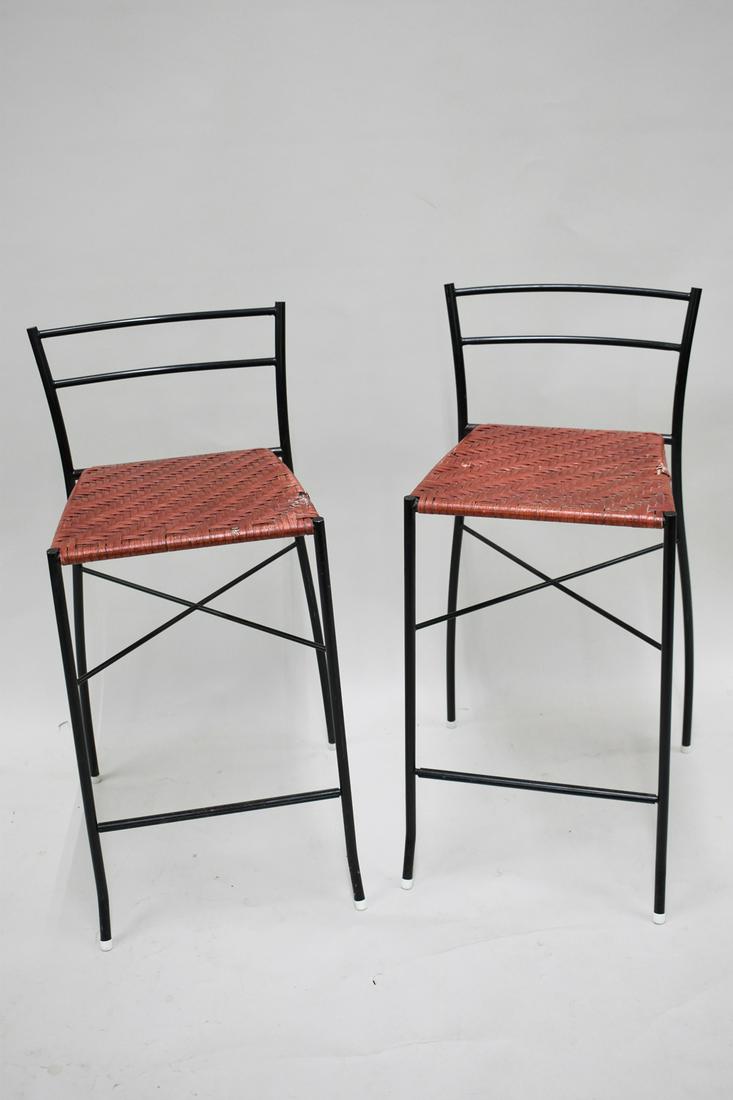 Pair of Modern Red and Black Counter Stools (1 of 4)