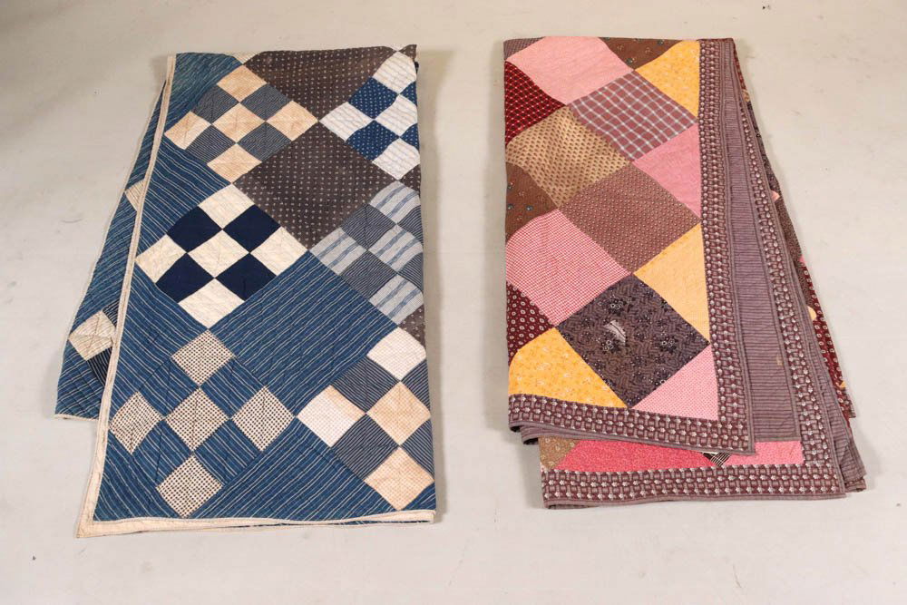 Two Pieced Cotton Diamond-Work Quilts (1 of 9)