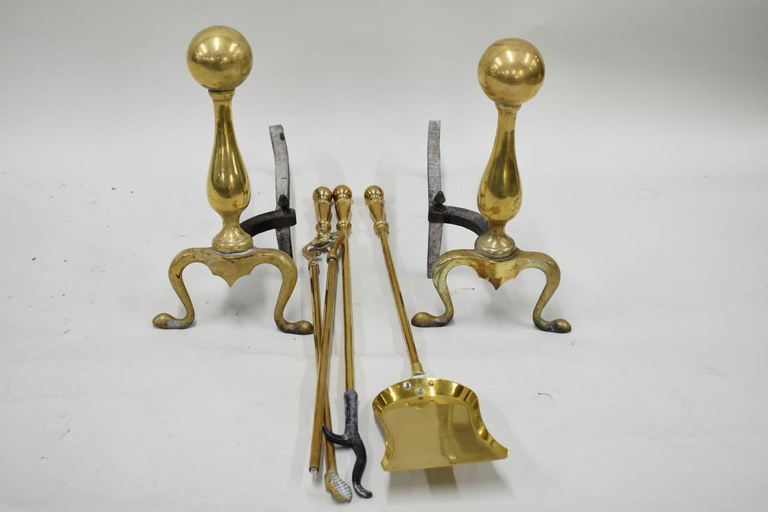 Pair of Brass Cannon Ball Andirons (1 of 5)