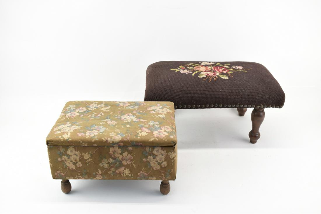 Two Vintage Floral Decorated Foot Stools (1 of 8)