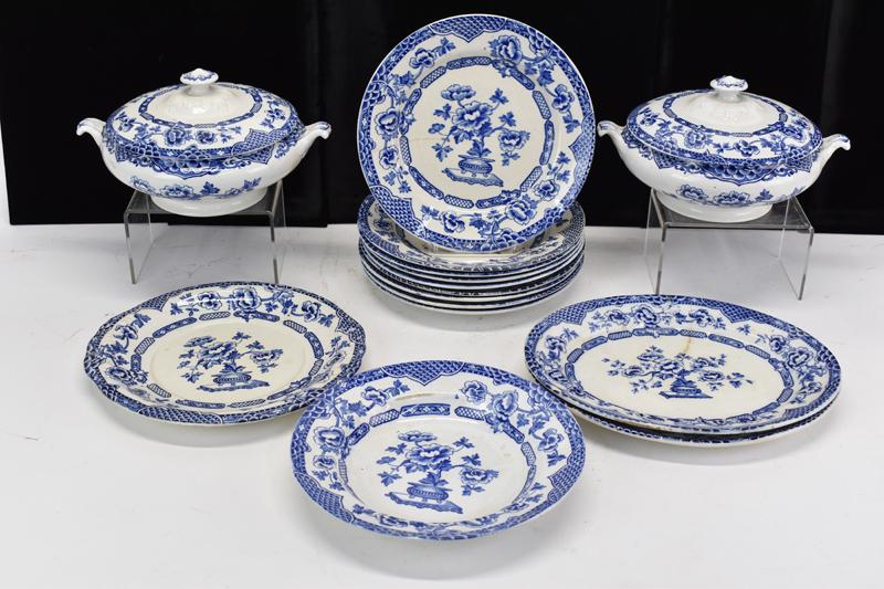 Eleven Transferware Plates with Matching Tureens (1 of 5)