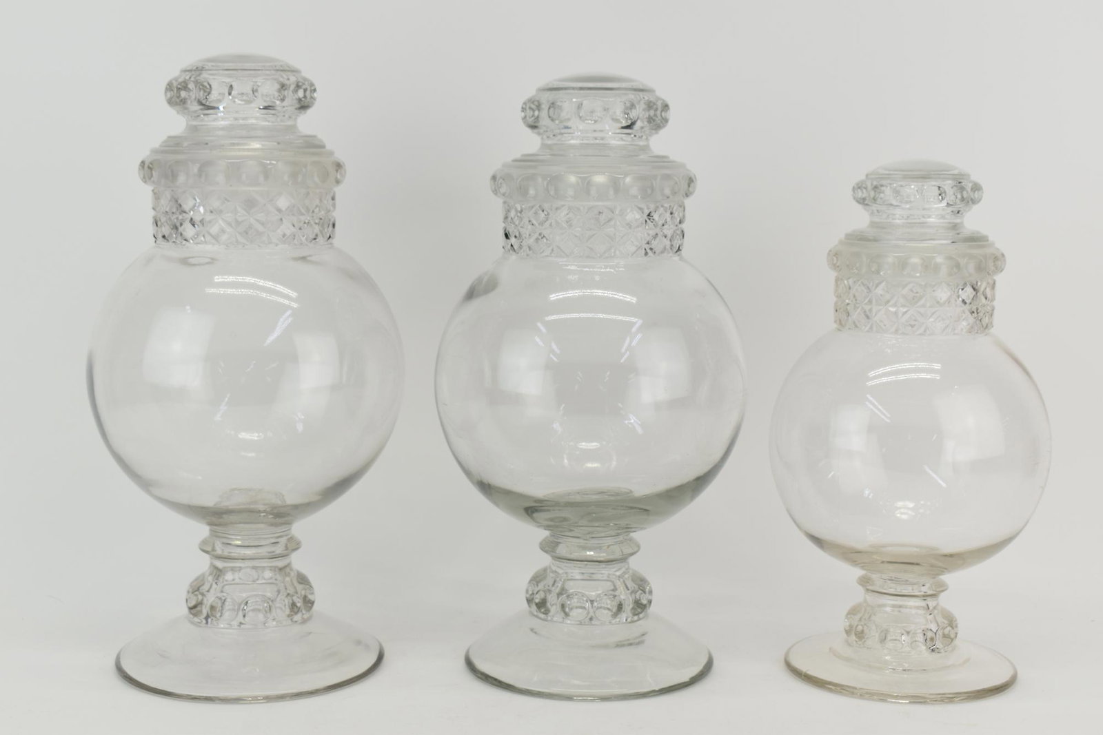 Three Antique Graduated Cut Glass Apothecary Jars (1 of 3)