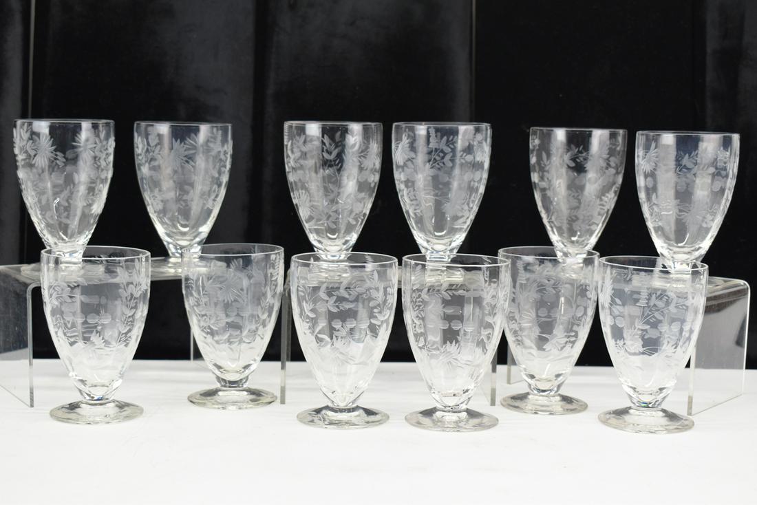 Twelve Etched Crystal Juice Glasses (1 of 5)