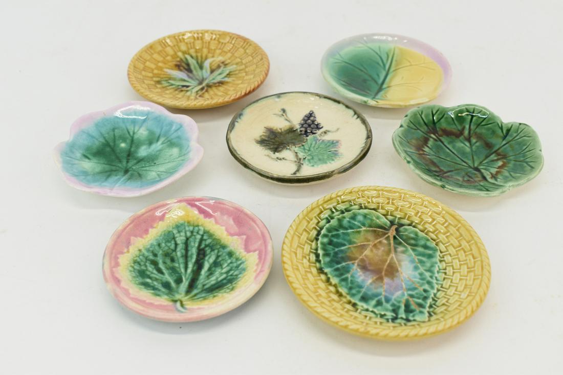 Seven Assorted Majolica Butter Pats (1 of 4)