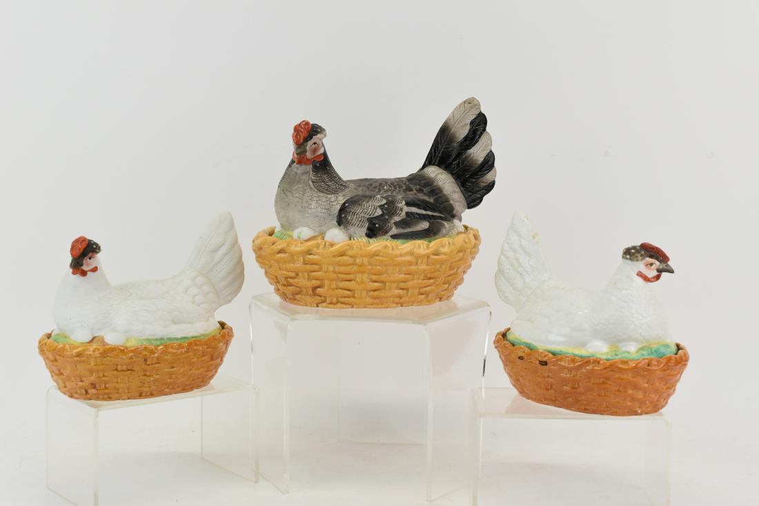 Three Assorted Antique Staffordshire Hen on Nests (1 of 8)