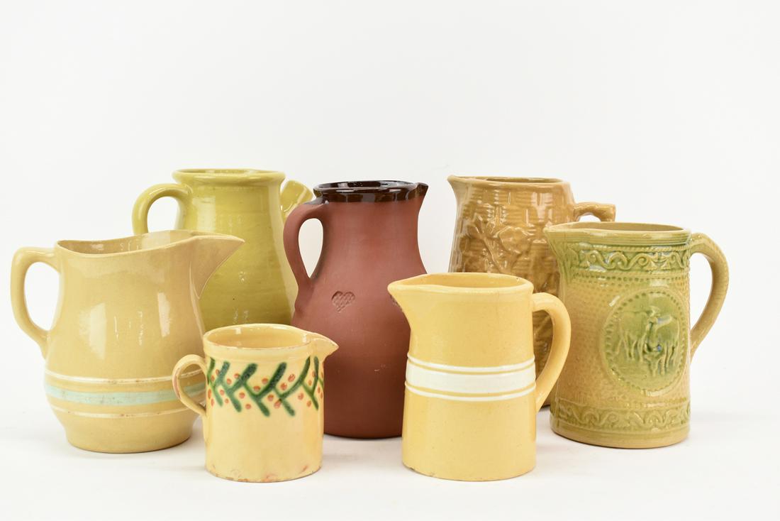 Six Assorted Yellowware Pitchers (1 of 8)