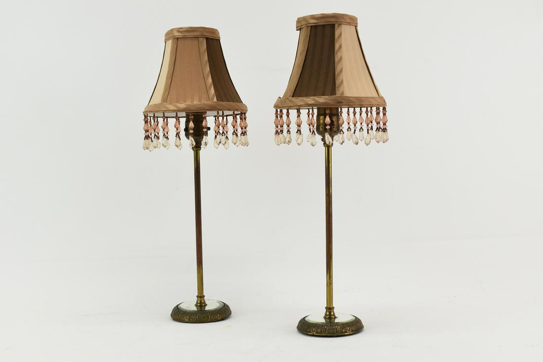 Pair of Patinated Metal Boudoir Lamps (1 of 6)