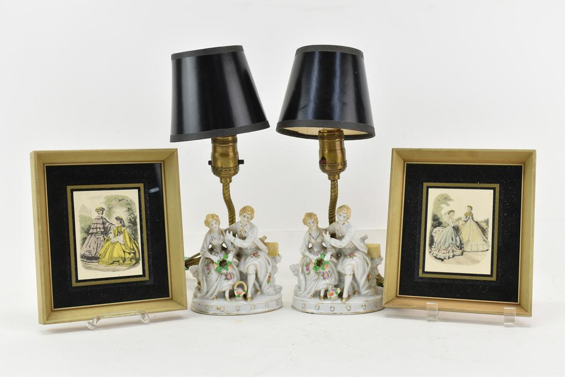 Pair of Courting Couple Porcelain Table Lamps (1 of 10)