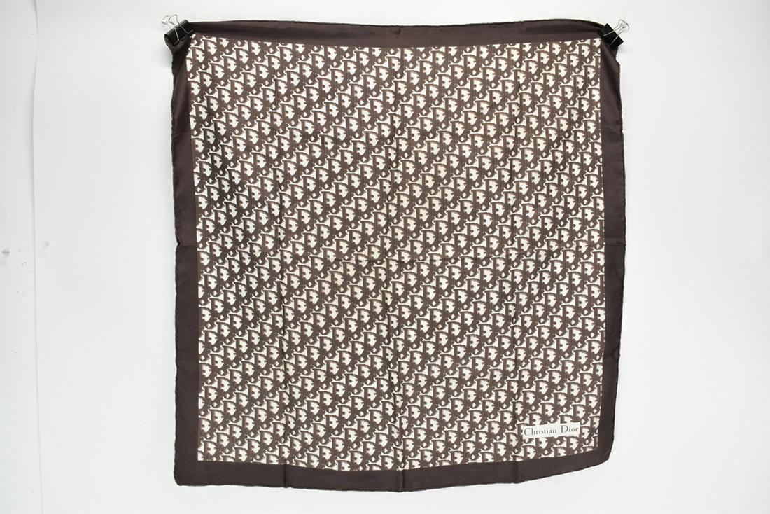 Christian Dior Trotter Pattern Brown Silk Scarf (1 of 9)