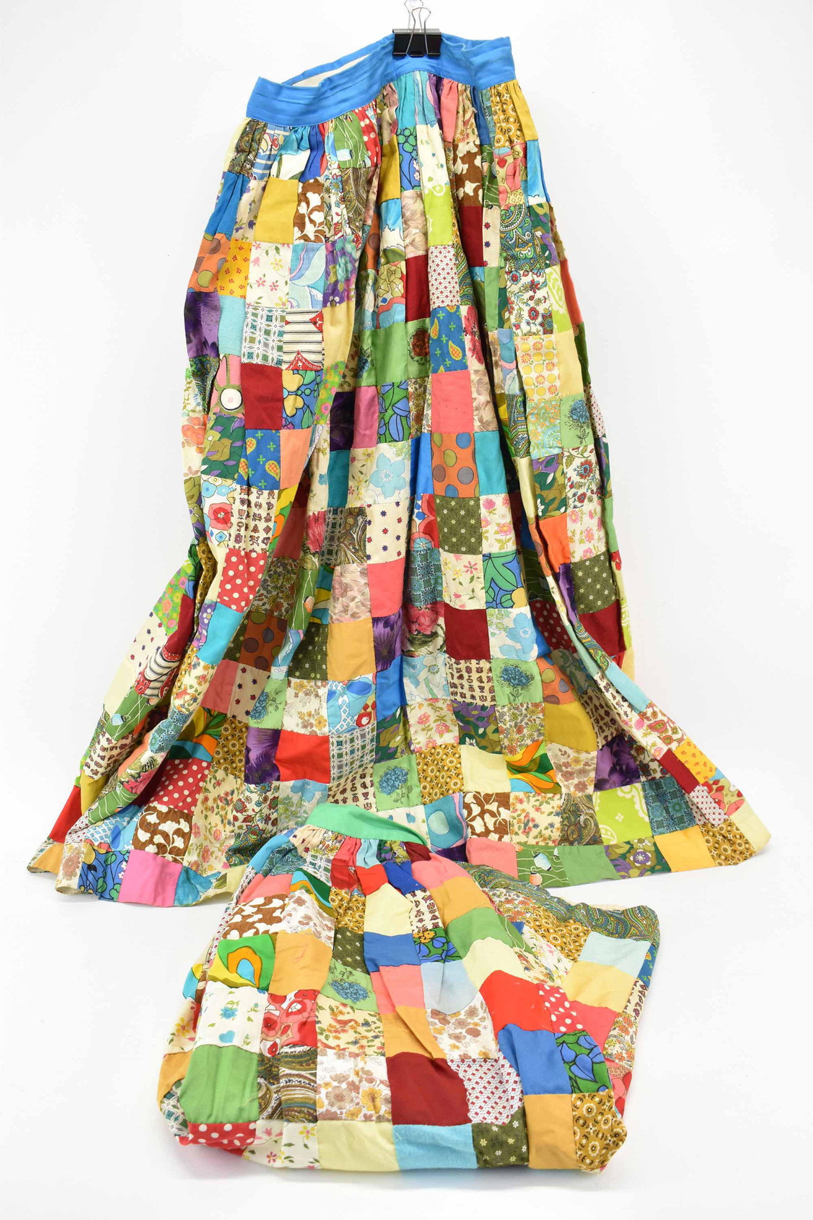 Two Handmade Floorlength Patchwork Pleated Skirts: Two Handmade Floorlength Patchwork Pleated Skirts both fully lined Used condition