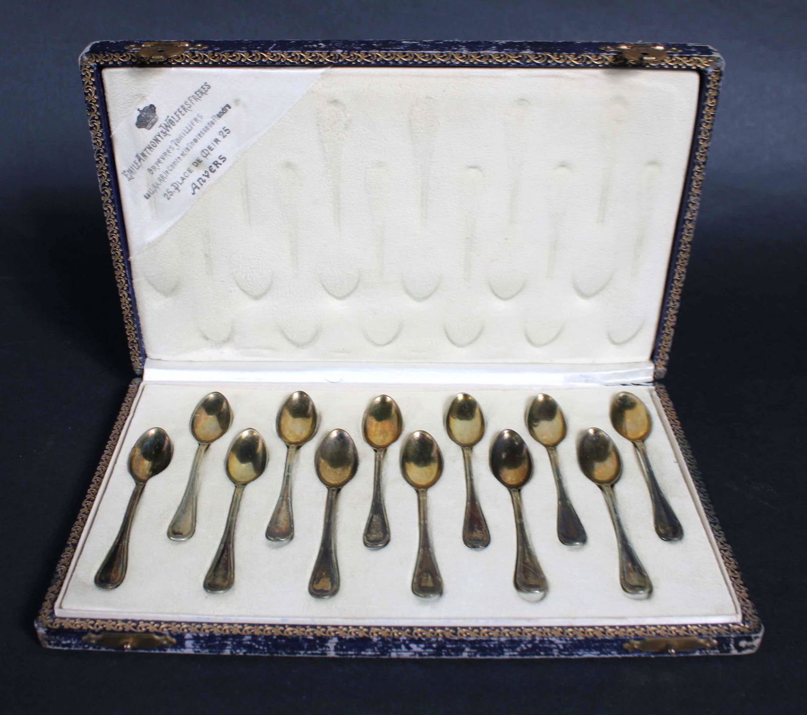 Twelve Belgium 800 Gilt Silver Coffee Spoons (1 of 10)