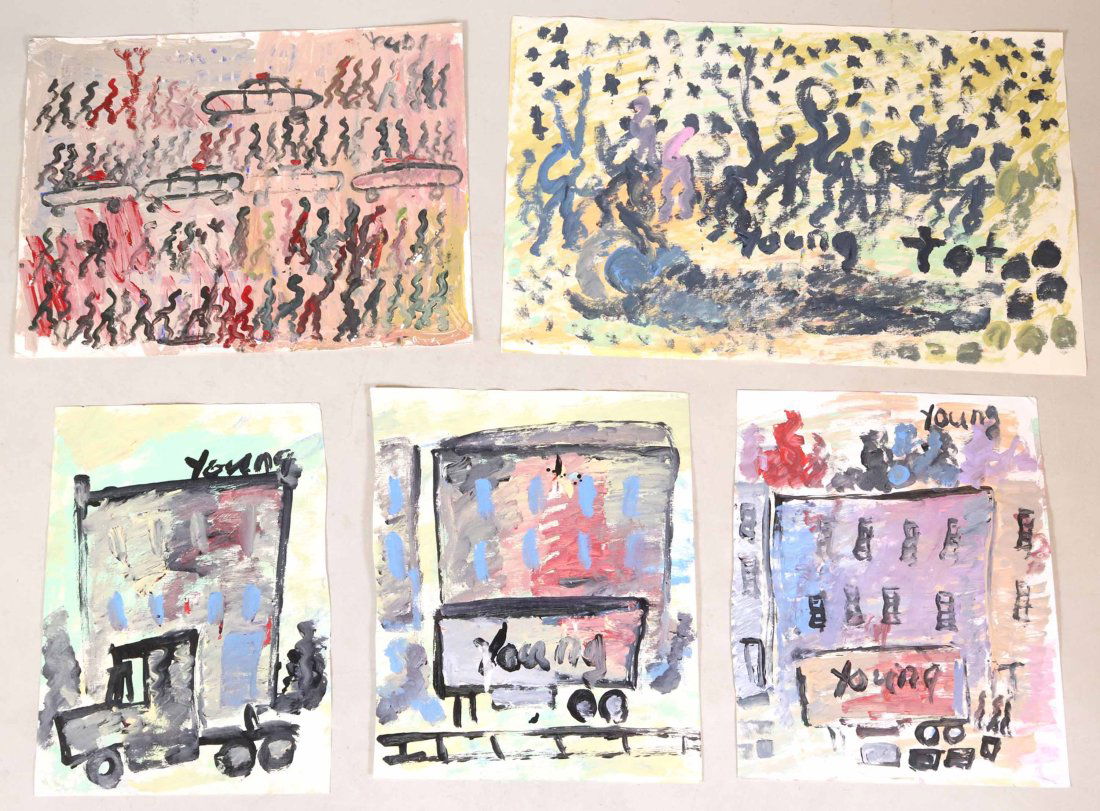 Purvis Young, Five Works on Paper (1 of 13)