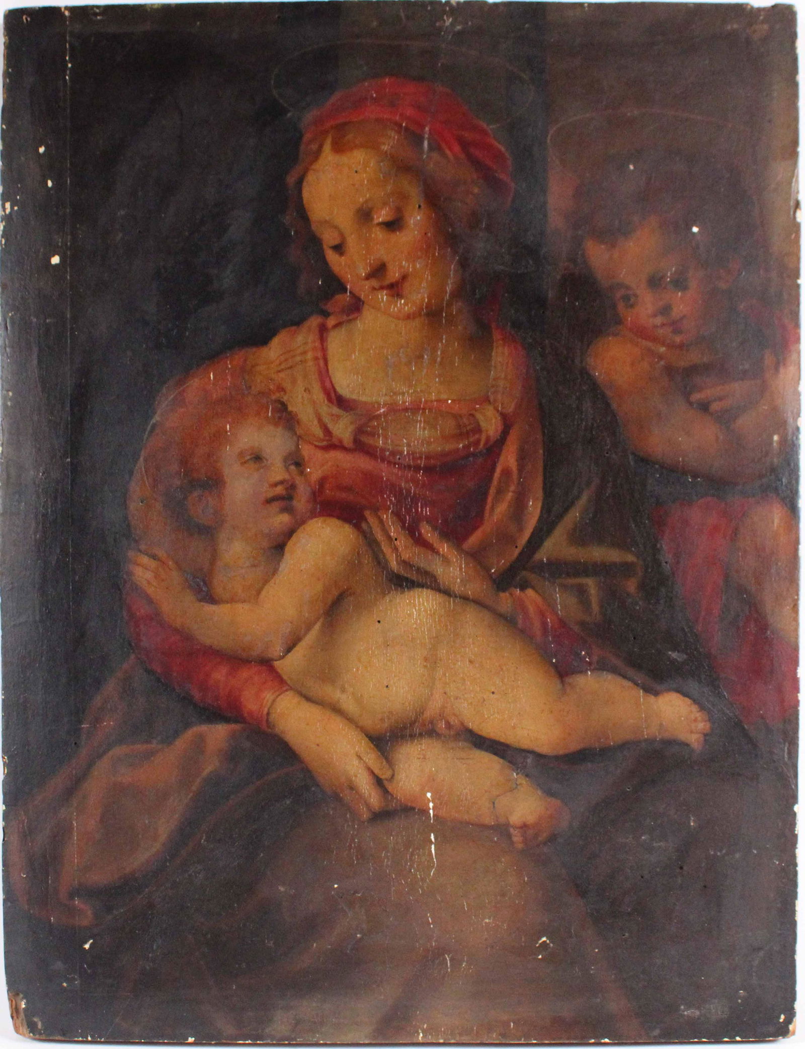 Oil on Board, Madonna and Child with Cherub (1 of 9)