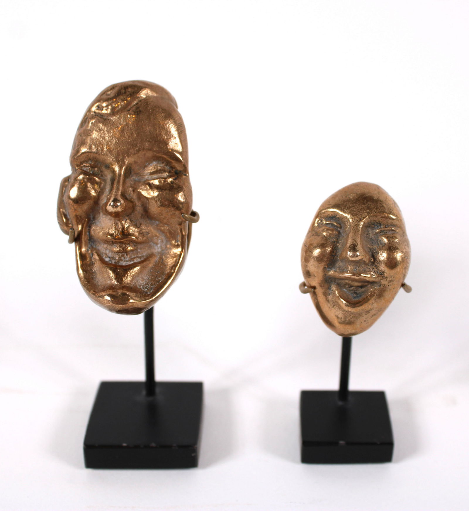 Two Bronze Double-Sided Face Sculptures (1 of 7)