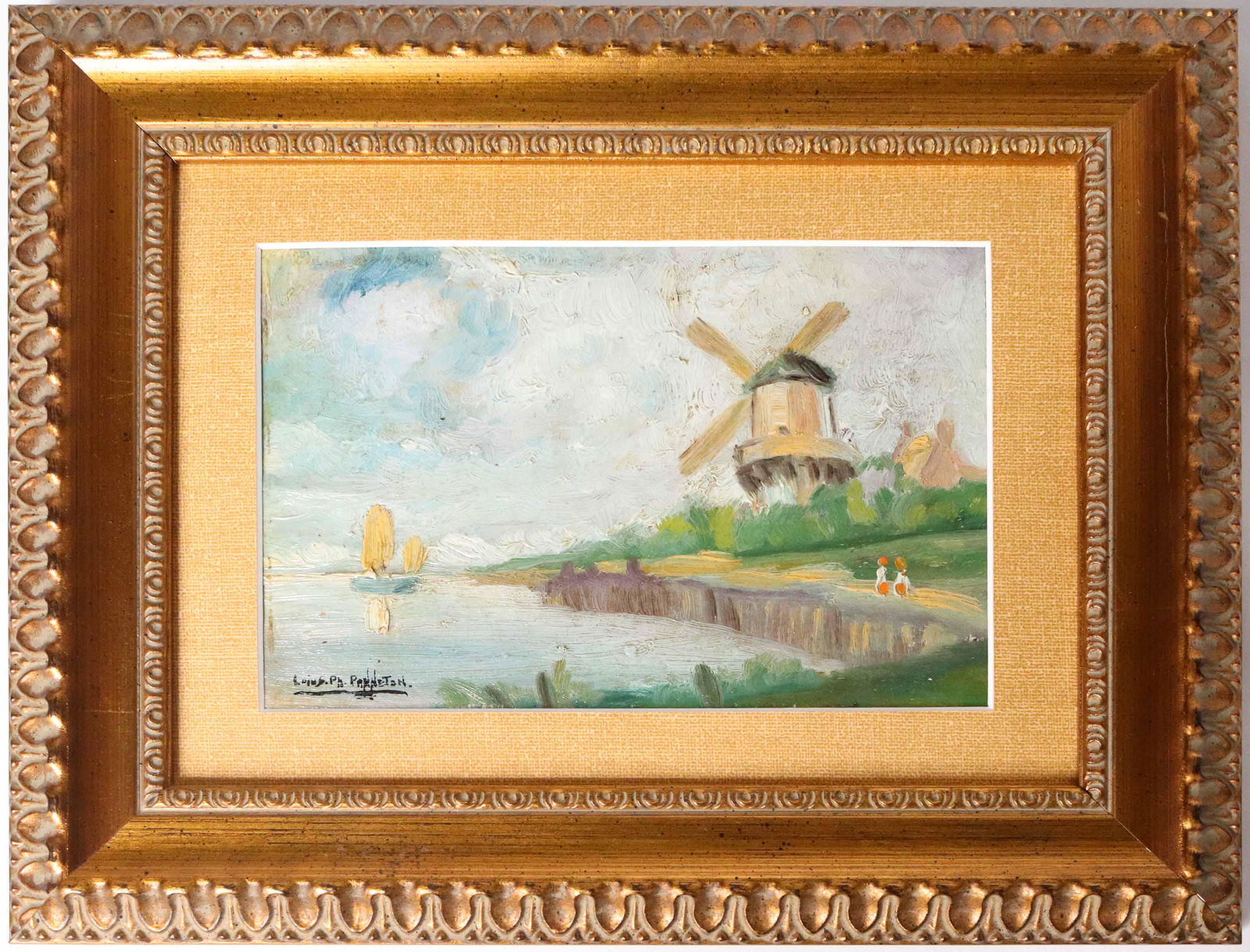 Oil on Paper, Dutch Windmill Scene (1 of 8)