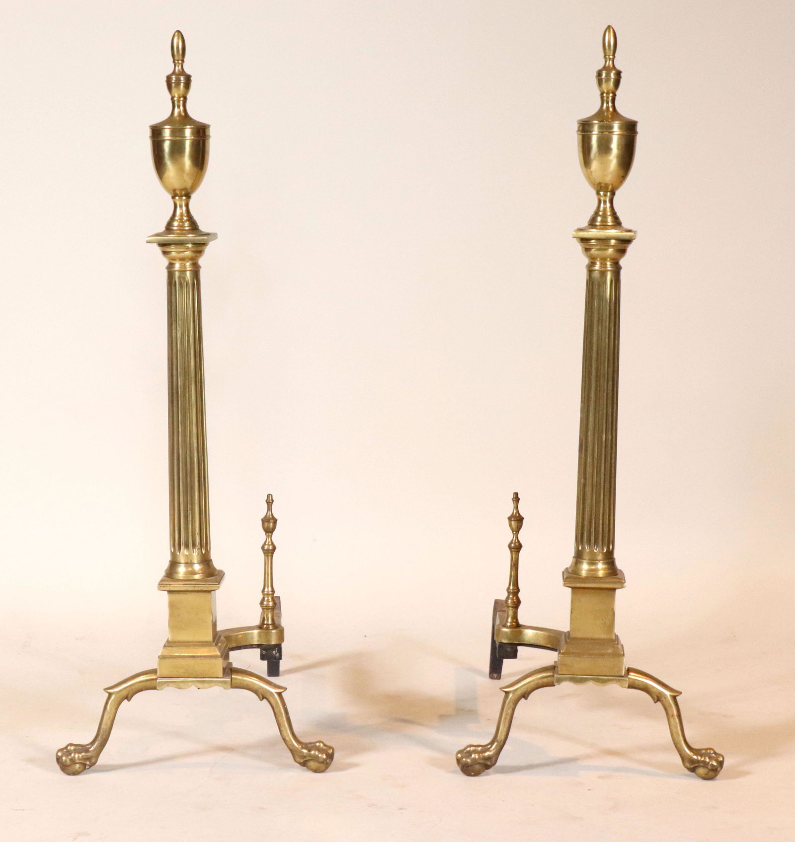 Pair of Chippendale Style Brass Andirons (1 of 10)