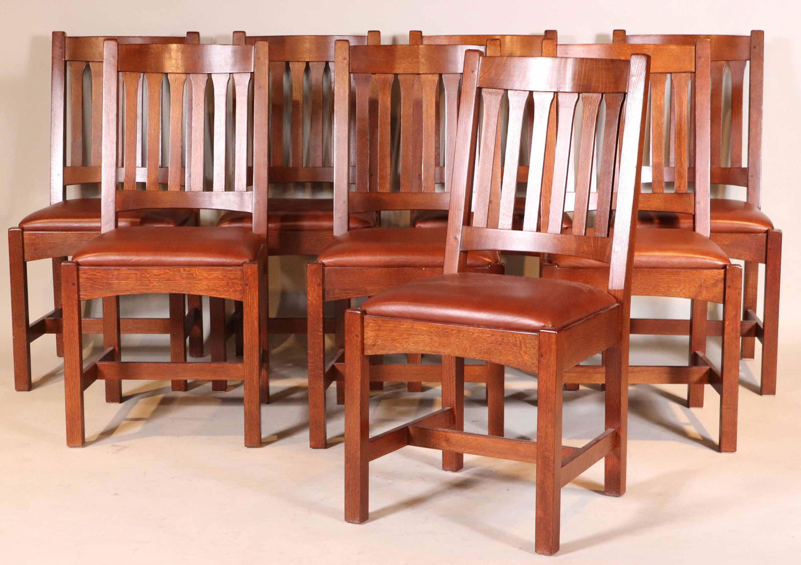 Eight Stickley Oak Dining Chairs (1 of 13)