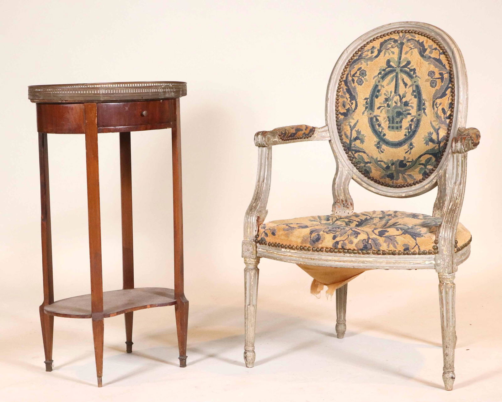 Louis XVI Grey-Painted Fauteuil (1 of 13)
