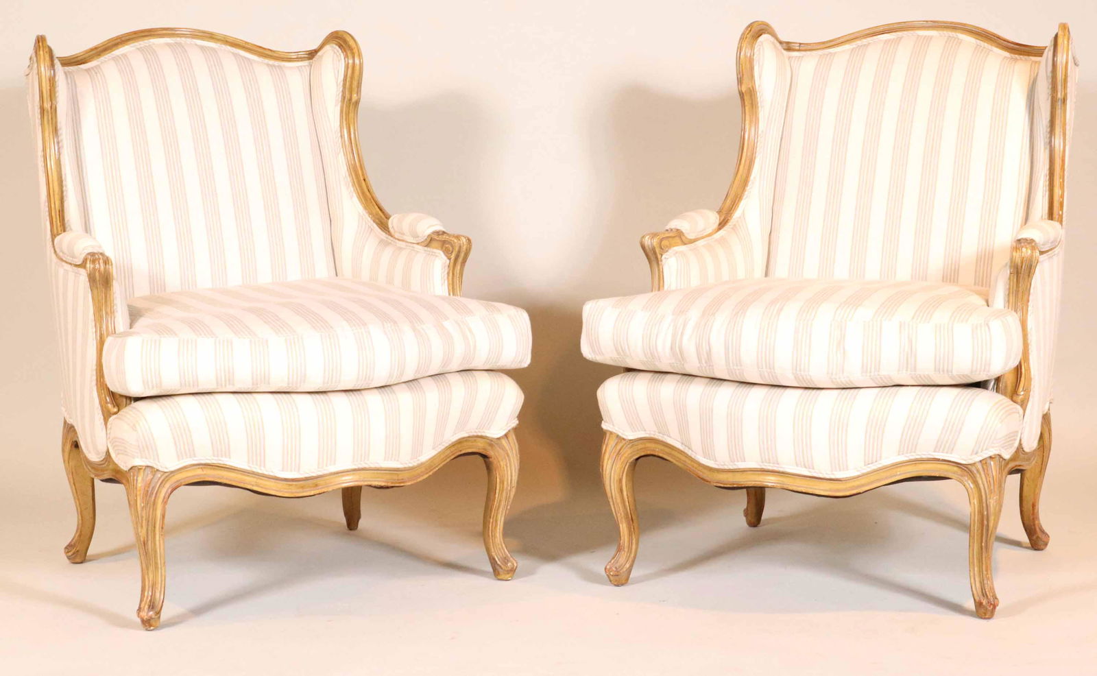 Pair of Louis XVI Style Painted Bergeres (1 of 10)