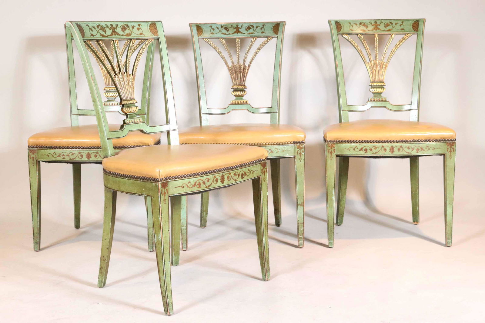 Four Neoclassical Style Green-Painted Side Chairs (1 of 8)