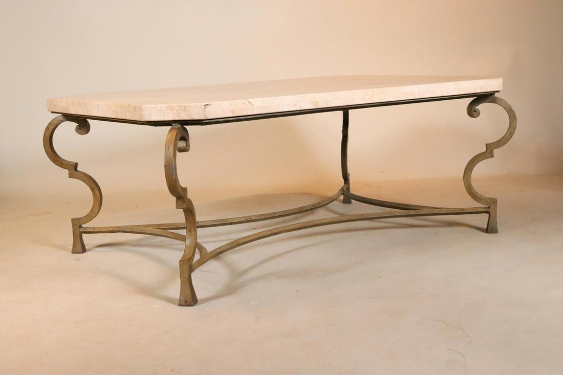 Baroque Style Stone and Metal Low Table (1 of 8)