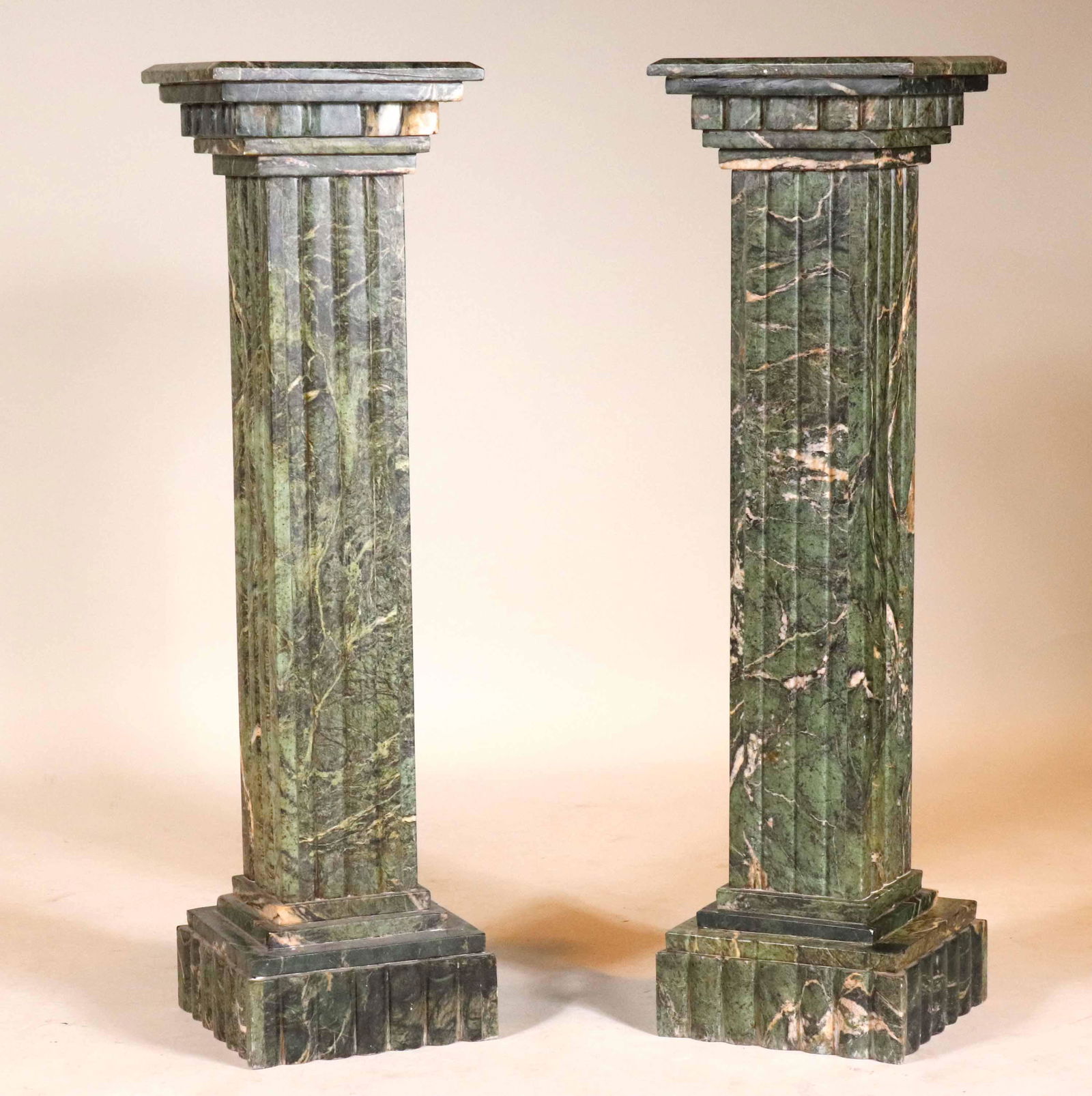 Pair of Contemporary Green Marble Pedestals (1 of 9)