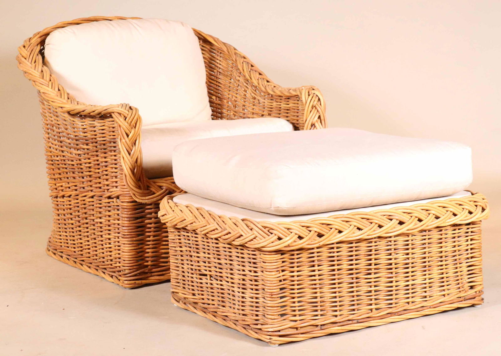 McGuire Rattan Lounge Chair and Ottoman (1 of 12)