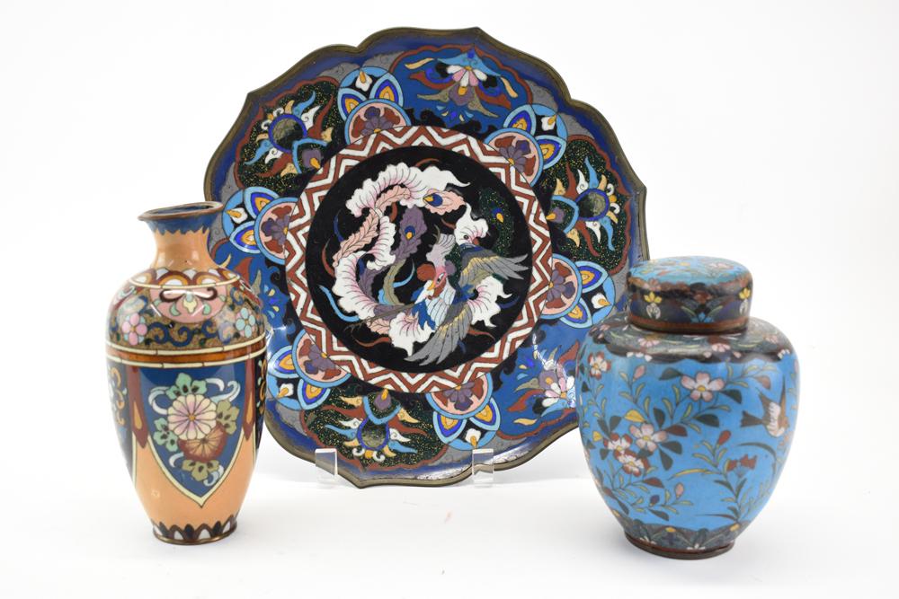 Group of Three Assorted Asian Cloisonne Articles (1 of 10)