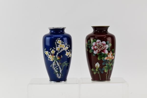 Two Vintage Japanese Enameled Metal Vases (1 of 11)