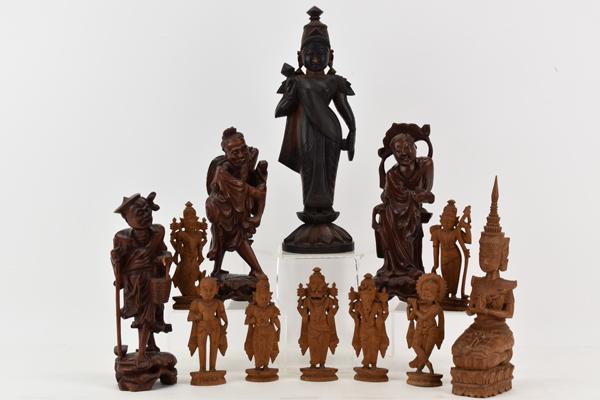 Assorted Asian Vintage Wooden Carved Statues (1 of 12)