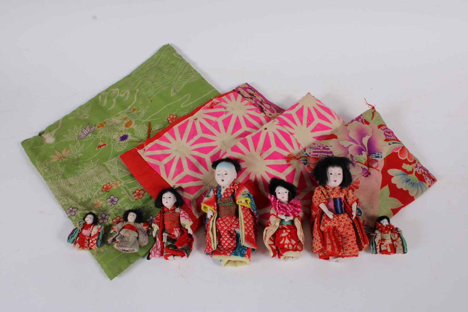 Seven Japanese Clay and Fabric Dolls (1 of 11)