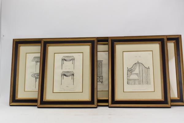 Five Assorted English Furniture Study Engravings (1 of 7)