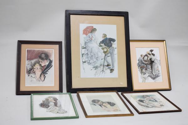 Group of Six Assorted Harrison Fisher Art Prints (1 of 7)