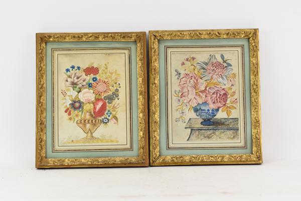 2 Vintage Mixed Media Floral Still Life on Paper (1 of 8)