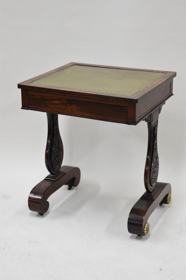 Antique Rosewood Leather Top Side Table (1 of 7)