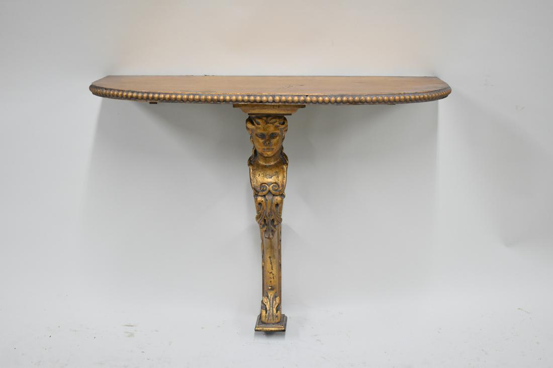Figure Head Form Gilt Demilune Wall Console Table (1 of 6)